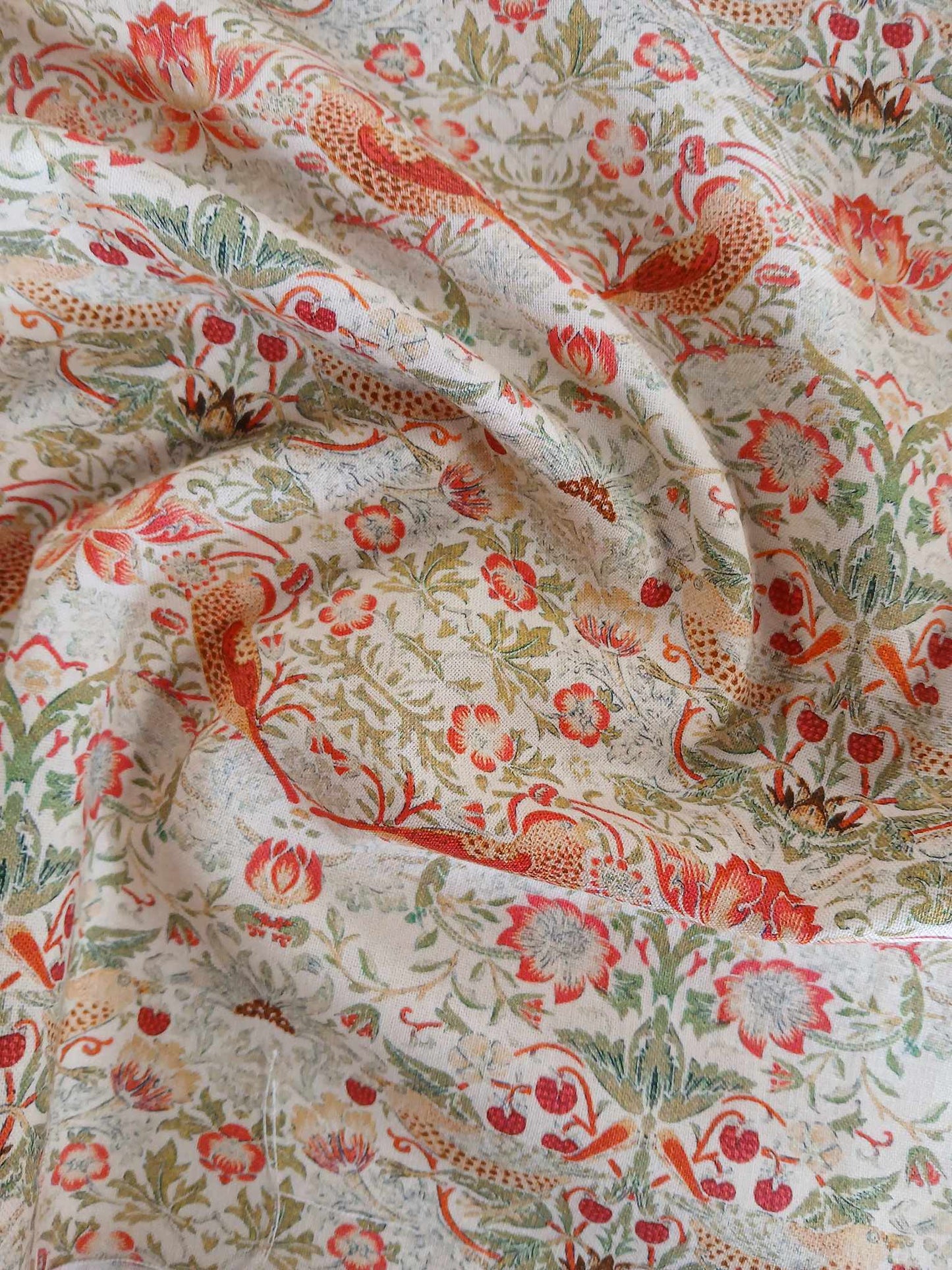 100% Cotton - Strawberry Thief - Linen - 55" Wide - Sold By the Metre