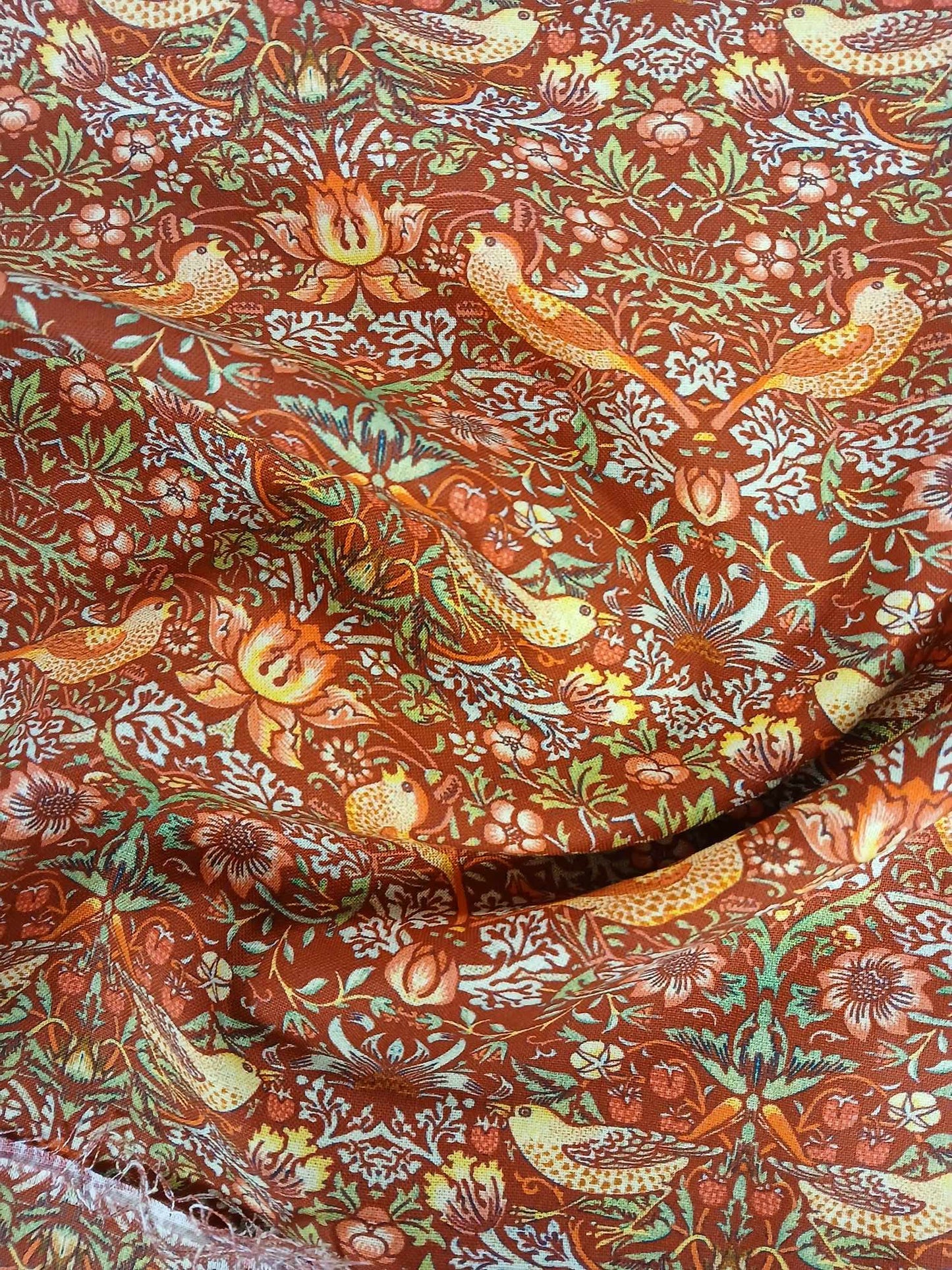 100% Cotton - Strawberry Thief - Crimson - 55" Wide - Sold By the Metre