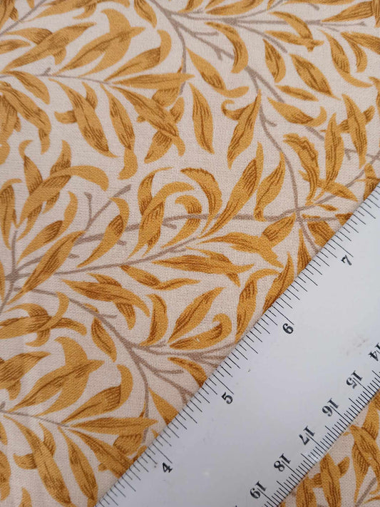 100% Cotton - Willow Bough - Ocher - 55" Wide - Sold By the Metre
