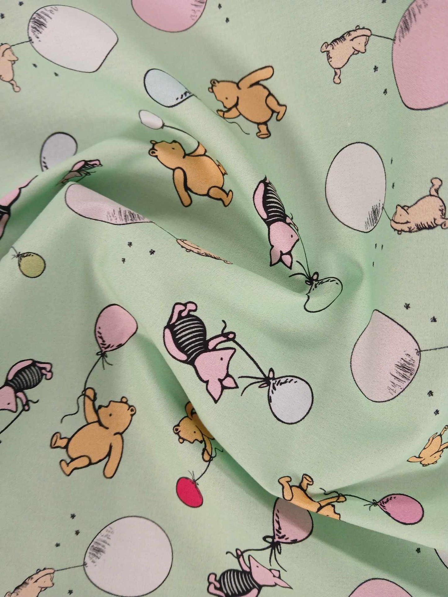 100% Cotton - Winnie and Friends - Mint - 45" Wide - Sold By the Metre