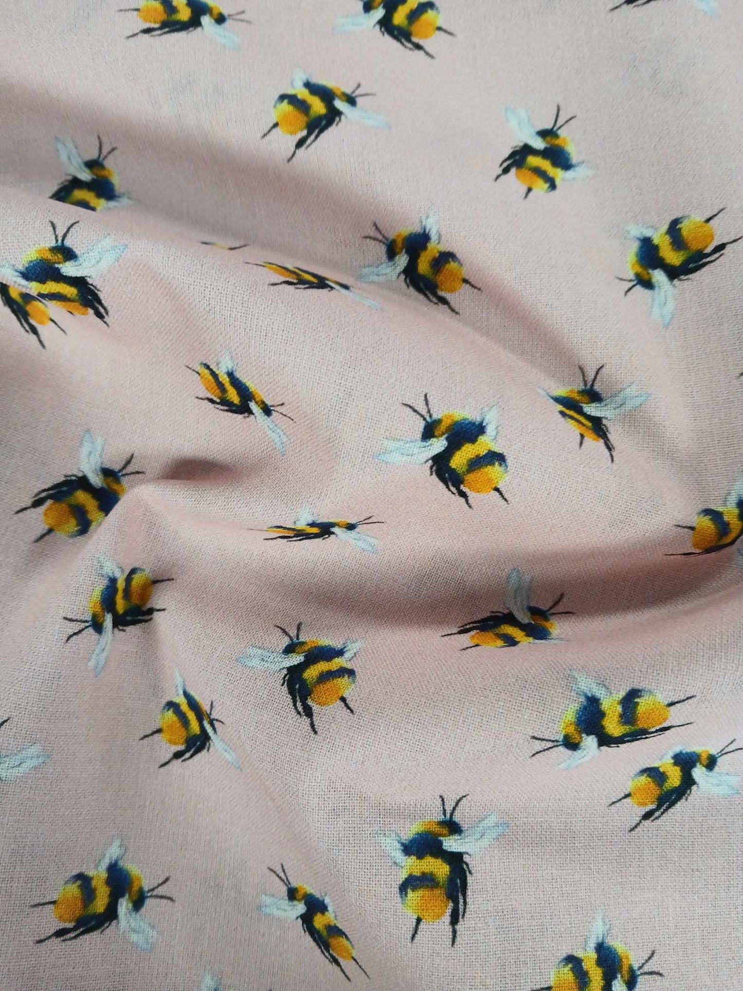 100% Cotton - Bumblebee - Pink/White/Yellow/Black - 54" Wide - Sold By the Metre