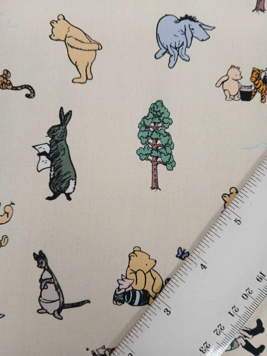 100% Cotton - Winnie and Friends - Cream - 45" Wide - Sold By the Metre