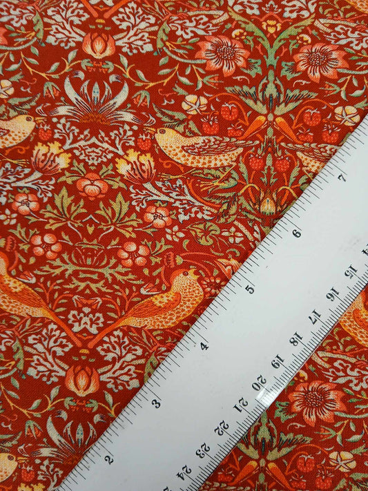 100% Cotton - Strawberry Thief - Crimson - 55" Wide - Sold By the Metre