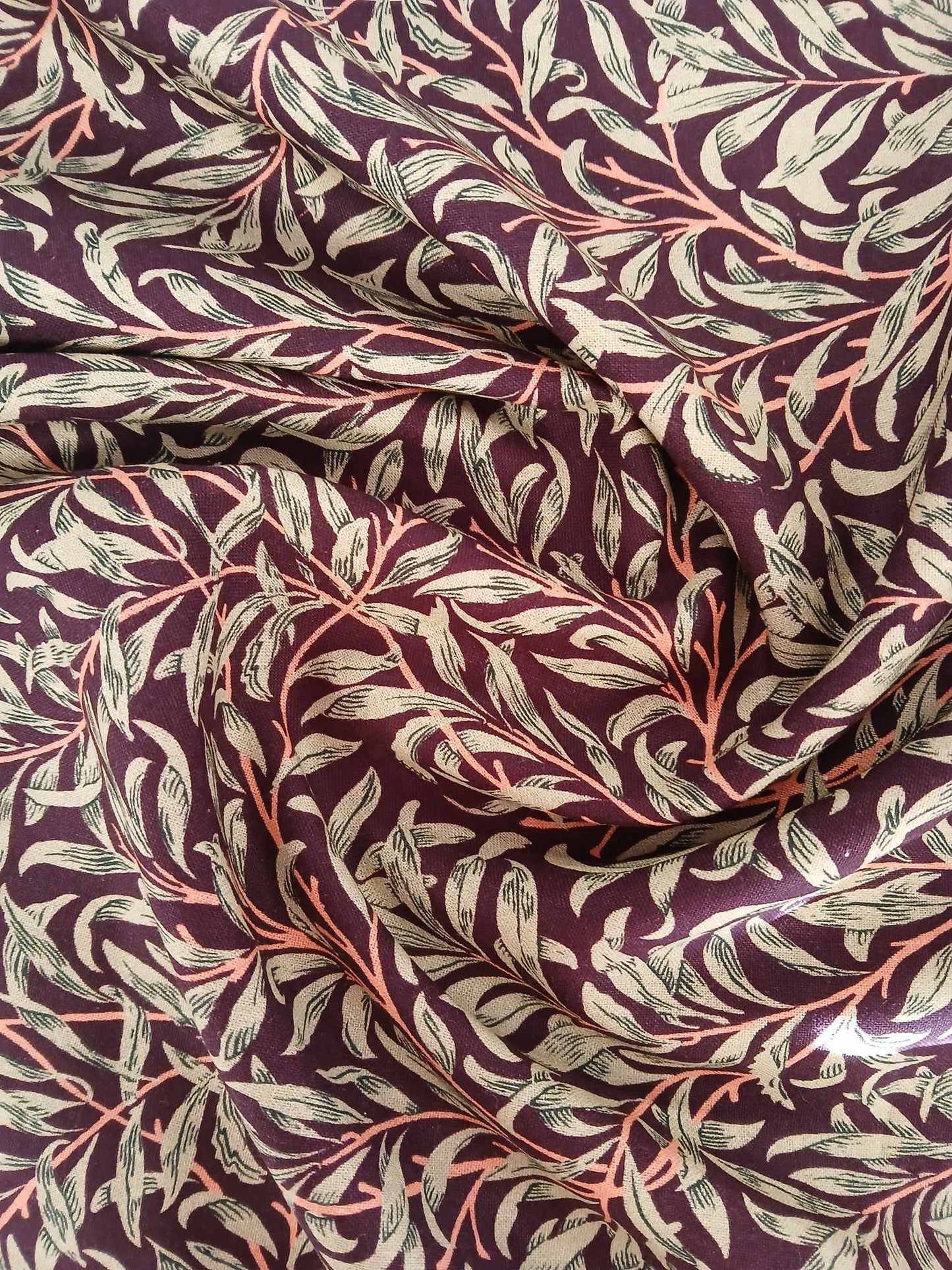 100% Cotton - Willow Bough - Damson - 55" Wide - Sold By the Metre