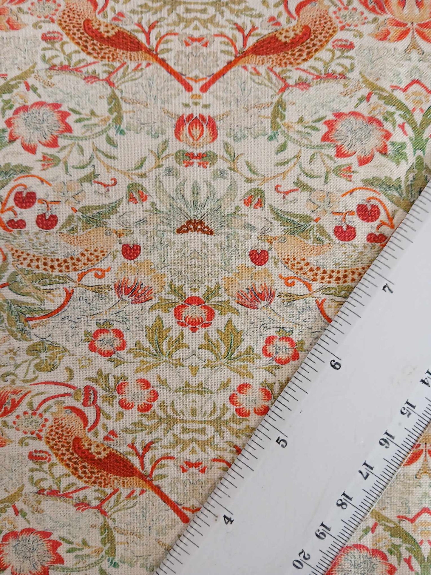 100% Cotton - Strawberry Thief - Linen - 55" Wide - Sold By the Metre