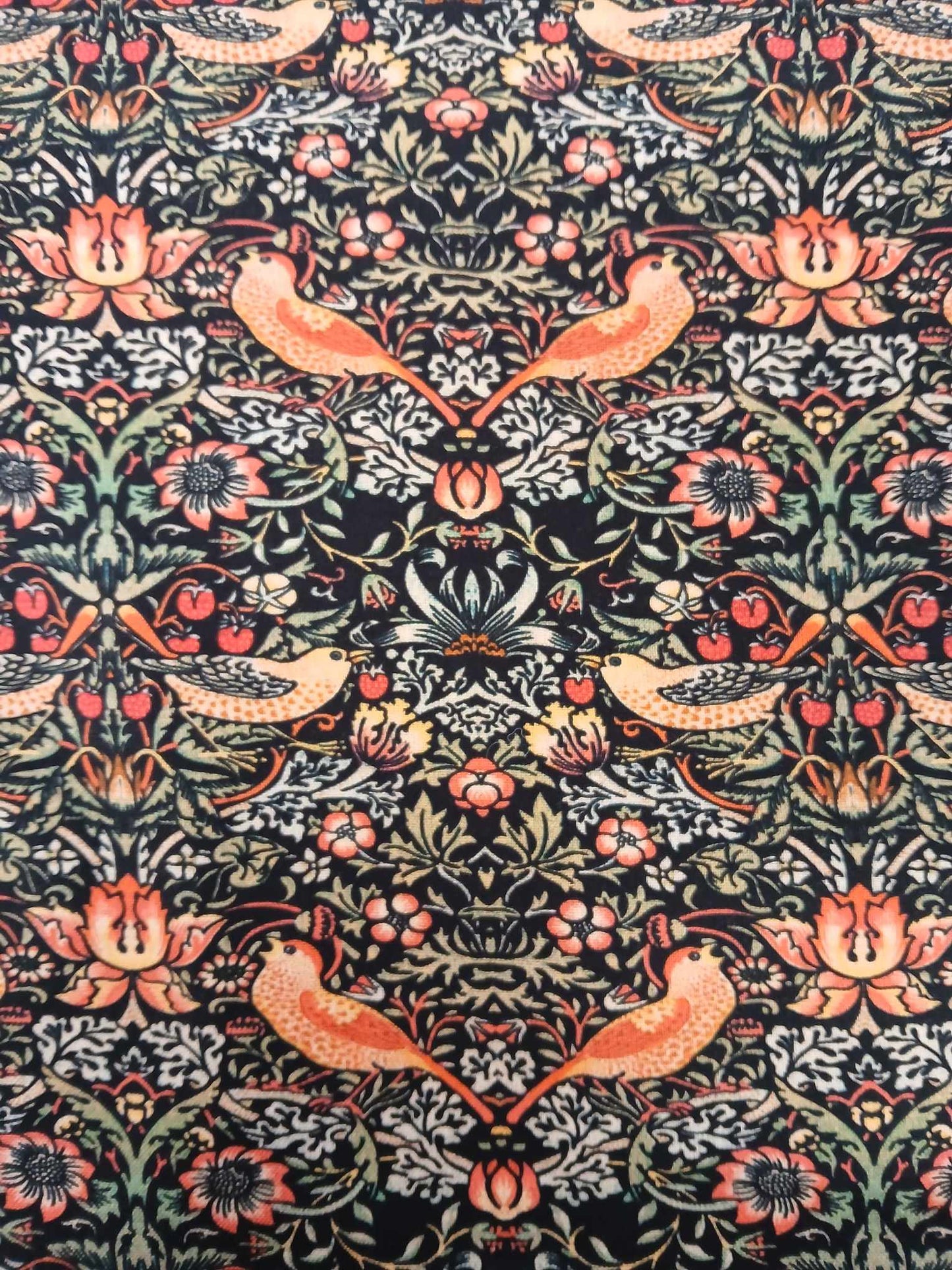 100% Cotton - Strawberry Thief - Ebony - 55" Wide - Sold By the Metre
