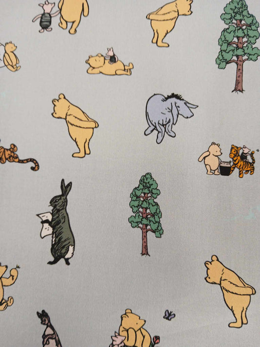 100% Cotton - Winnie and Friends - Baby Blue - 45" Wide - Sold By the Metre