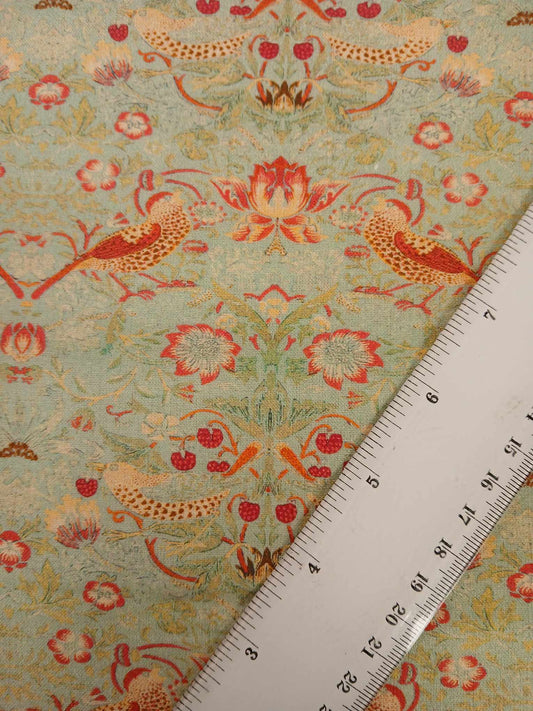 100% Cotton - Strawberry Thief - Duckegg - 55" Wide - Sold By the Metre