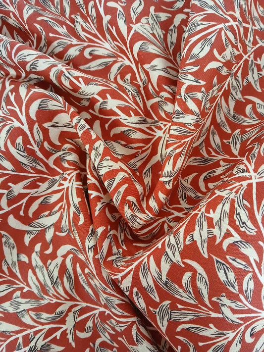 100% Cotton - Willow Bough - Crimson - 55" Wide - Sold By the Metre
