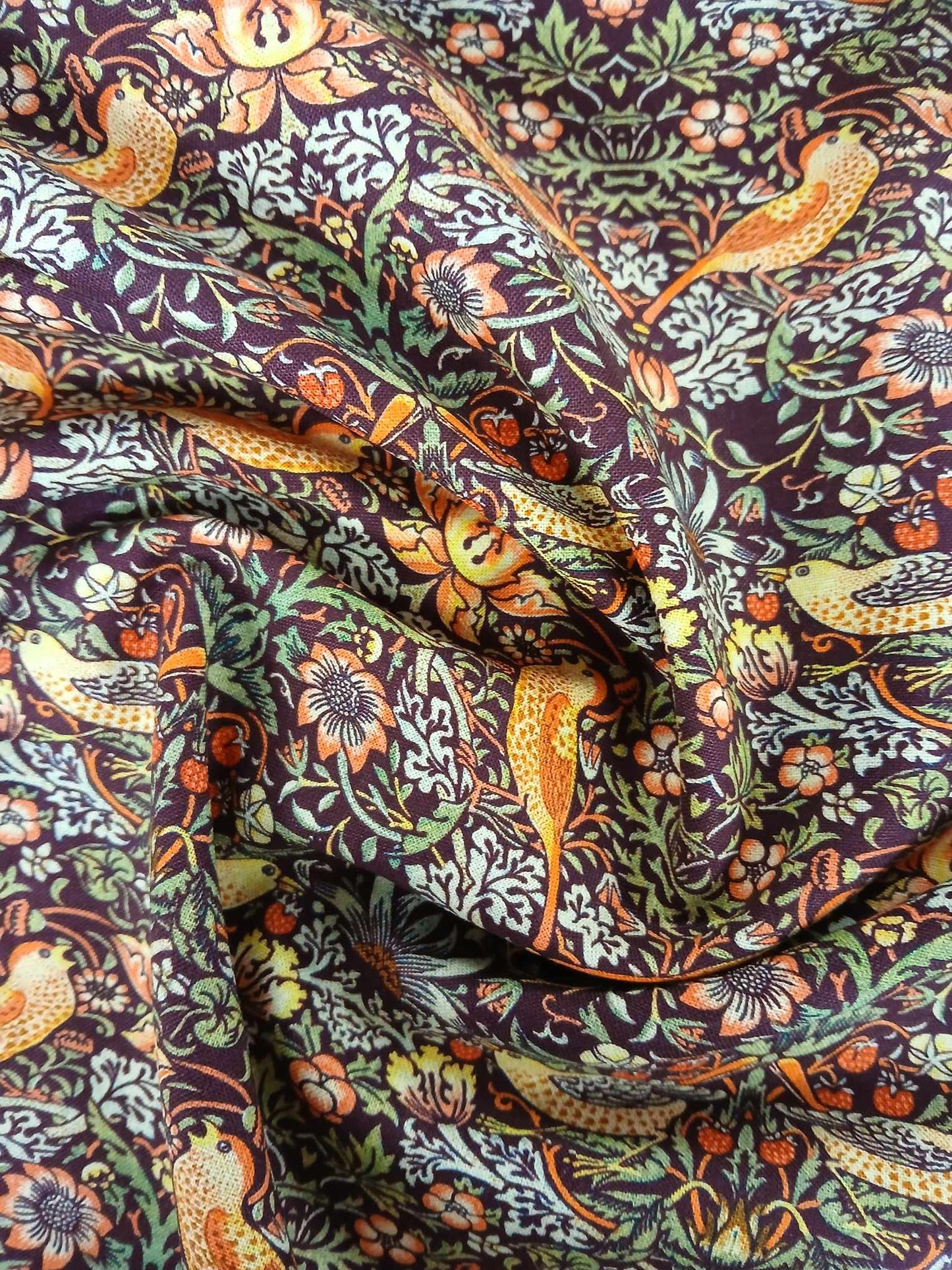 100% Cotton - Strawberry Thief - Damson - 55" Wide - Sold By the Metre