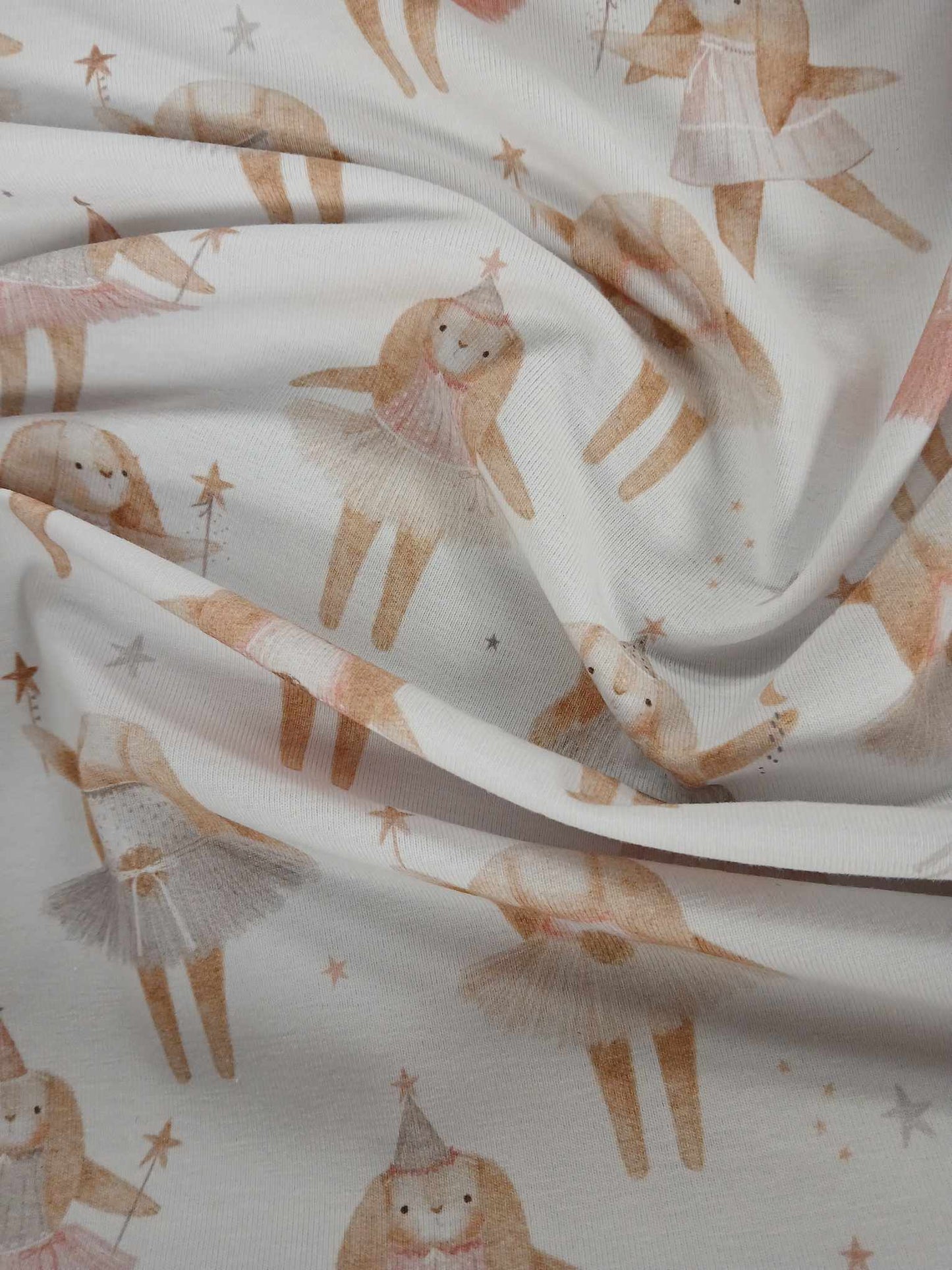 95% Cotton 5% Lycra Jersey - Pink/White/Brown - 63" Wide - Sold By the Metre