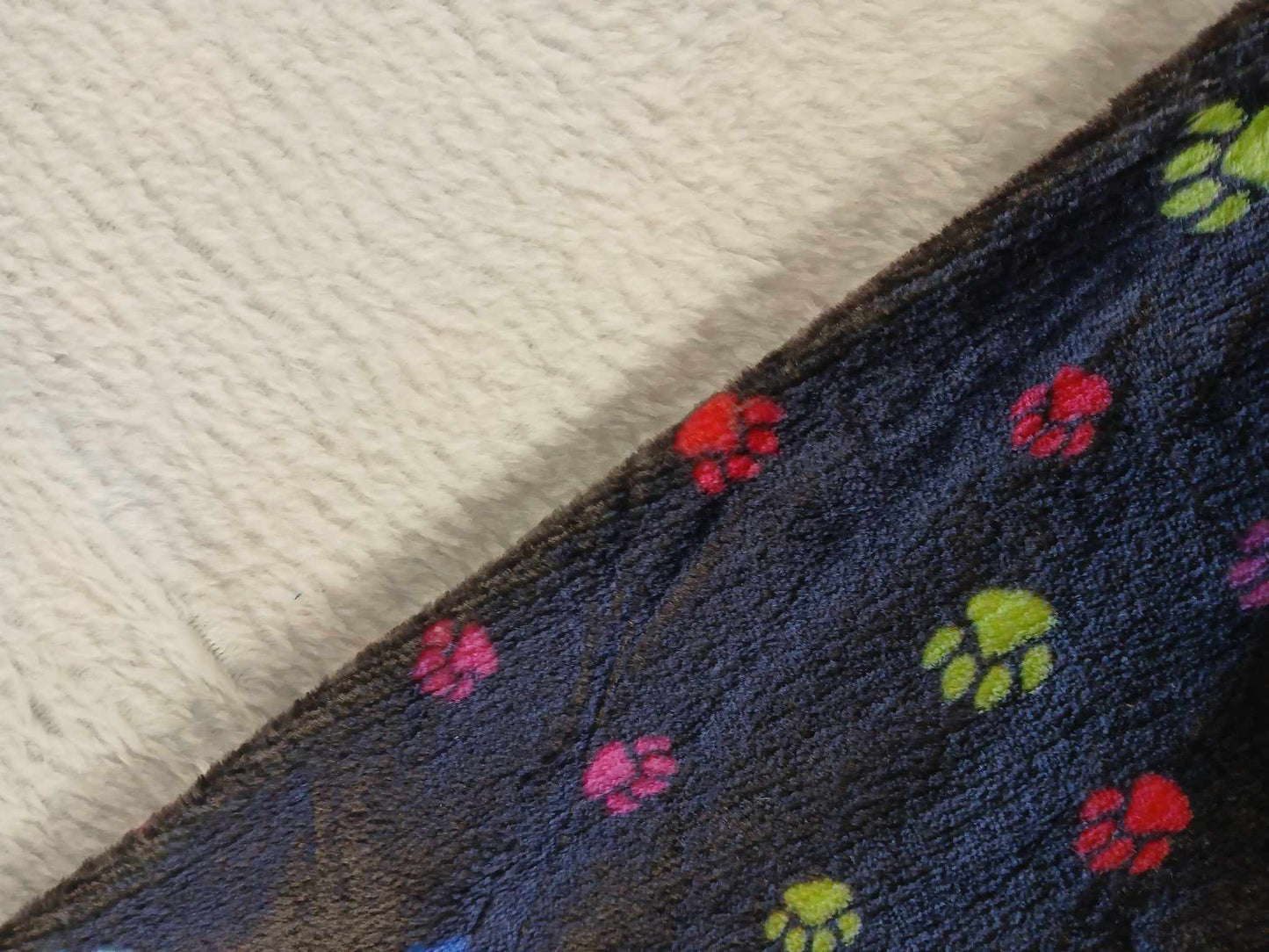 Cuddle Fleece - Paw Print - Black/Pink/Yellow/Green - 62" Wide - Sold By the Metre