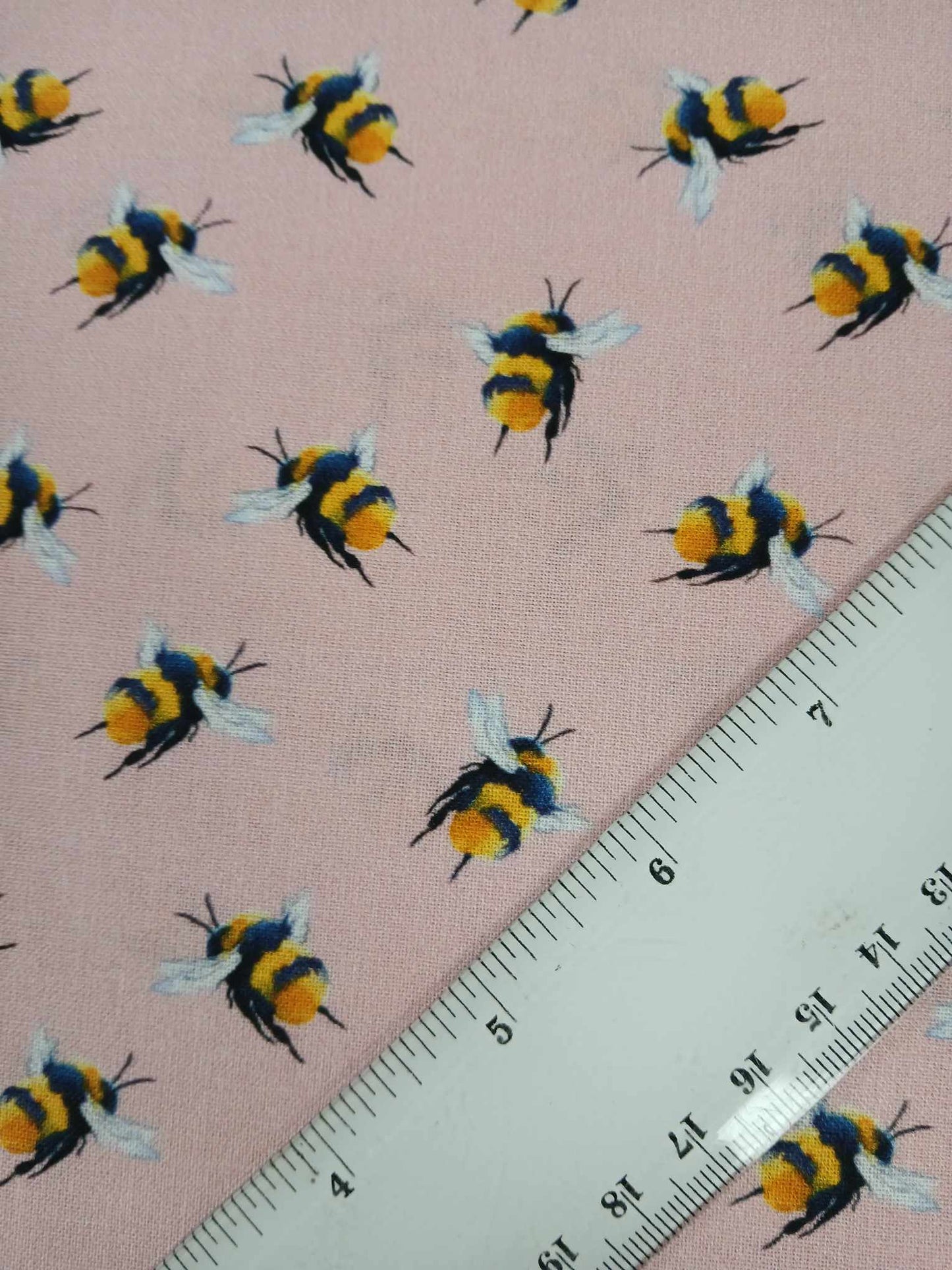 100% Cotton - Bumblebee - Pink/White/Yellow/Black - 54" Wide - Sold By the Metre