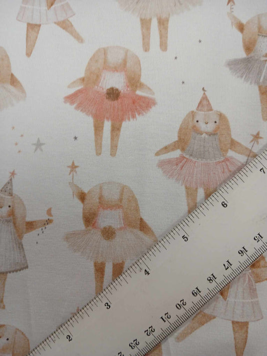 95% Cotton 5% Lycra Jersey - Pink/White/Brown - 63" Wide - Sold By the Metre