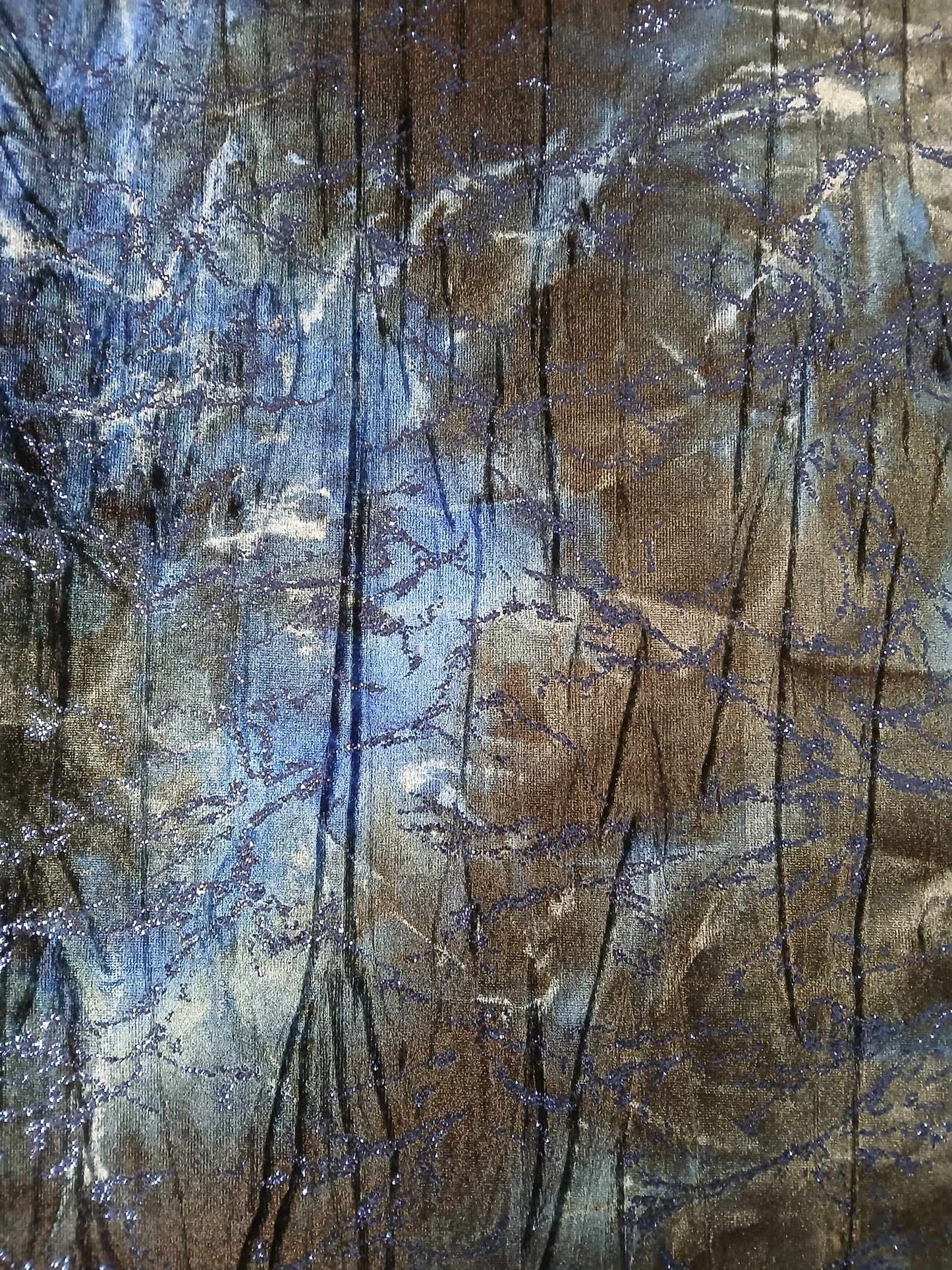 Spandex Velvet - Glitter - Blue/Black - 61" Wide - Sold By the Metre