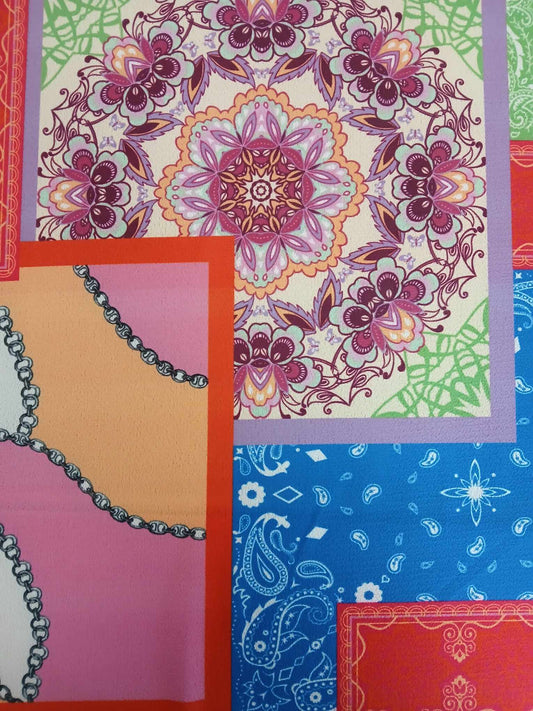 Bubble Crepe - Patchwork Print - Multicoloured - 60" Wide - Sold By the Metre