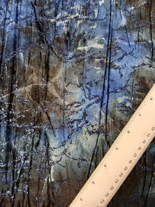 Spandex Velvet - Glitter - Blue/Black - 61" Wide - Sold By the Metre