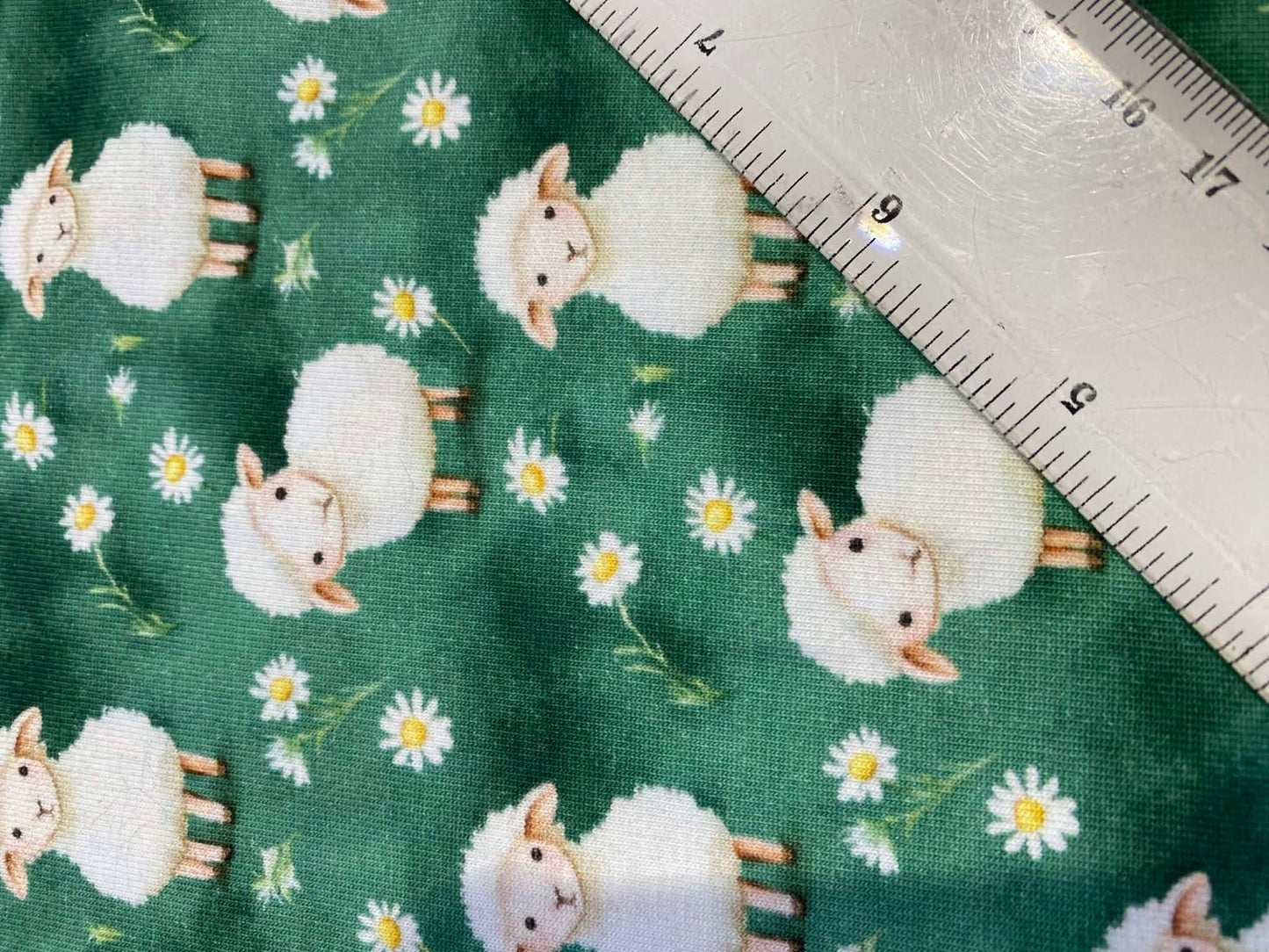 Little Johnny Counting Sheep Cotton Jersey - 58" Wide - 95% Cotton 5% Lycra - Yellow & Green