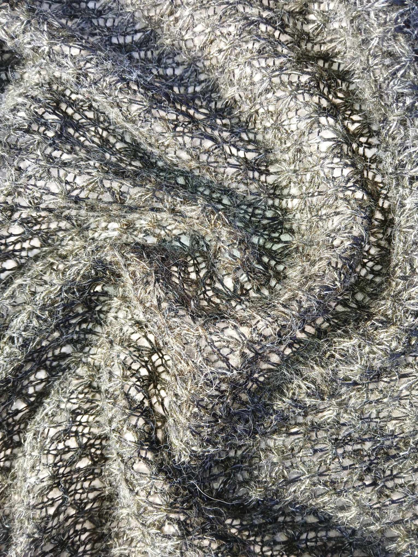 Crochet Knit - Black/Grey - 56" Wide - Sold By The Metre