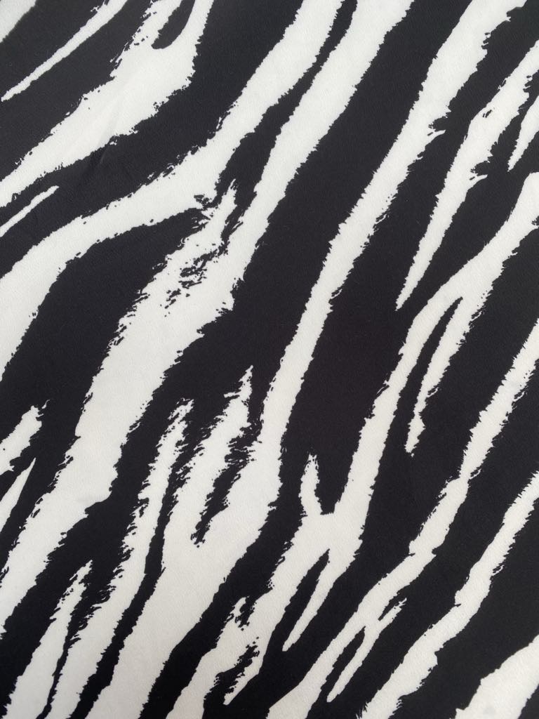 Satin - Zebra - Black/White - 59" Wide - Sold By The Metre