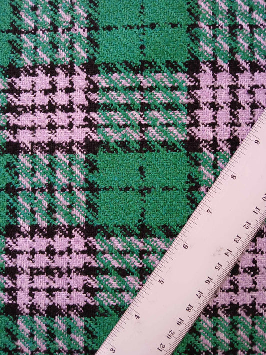 River Island Bonded Washable Wool - Green/Black/Lilac - 60" Wide - Sold By The Metre