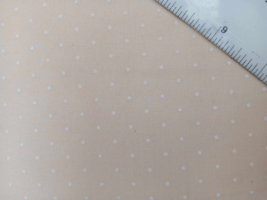 Poly Cotton - Spot - Peach/White - 44" Wide - Sold By the Metre
