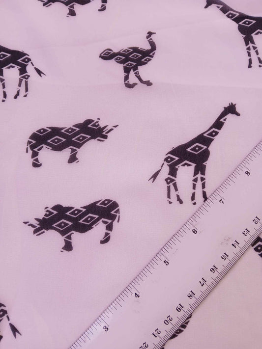 Chiffon - Black/White - 58" Wide - Sold By the Metre