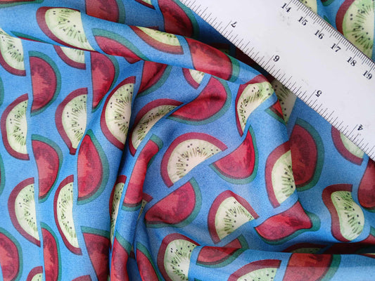 Chiffon - Blue/Green/Red - 57" Wide - Sold By the Metre