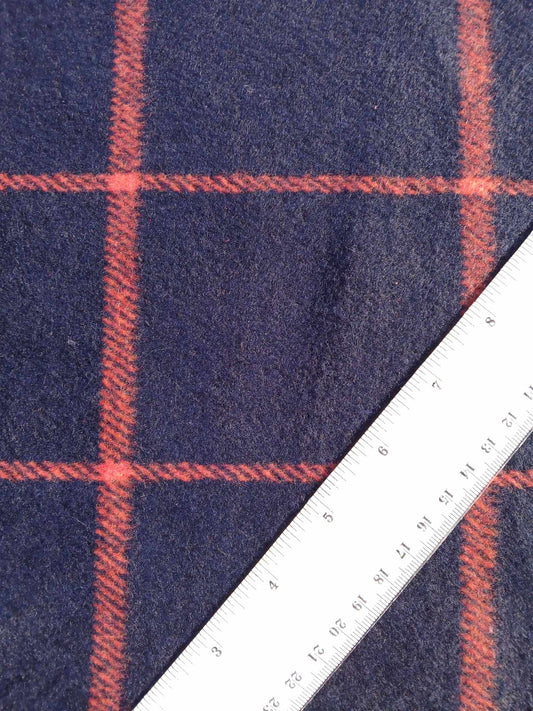 Poly Wool Fleece Backed - Navy/Orange - 59" Wide - Sold By The Metre