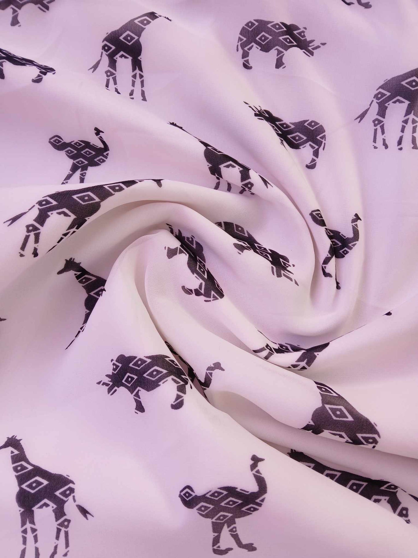 Chiffon - Black/White - 58" Wide - Sold By the Metre