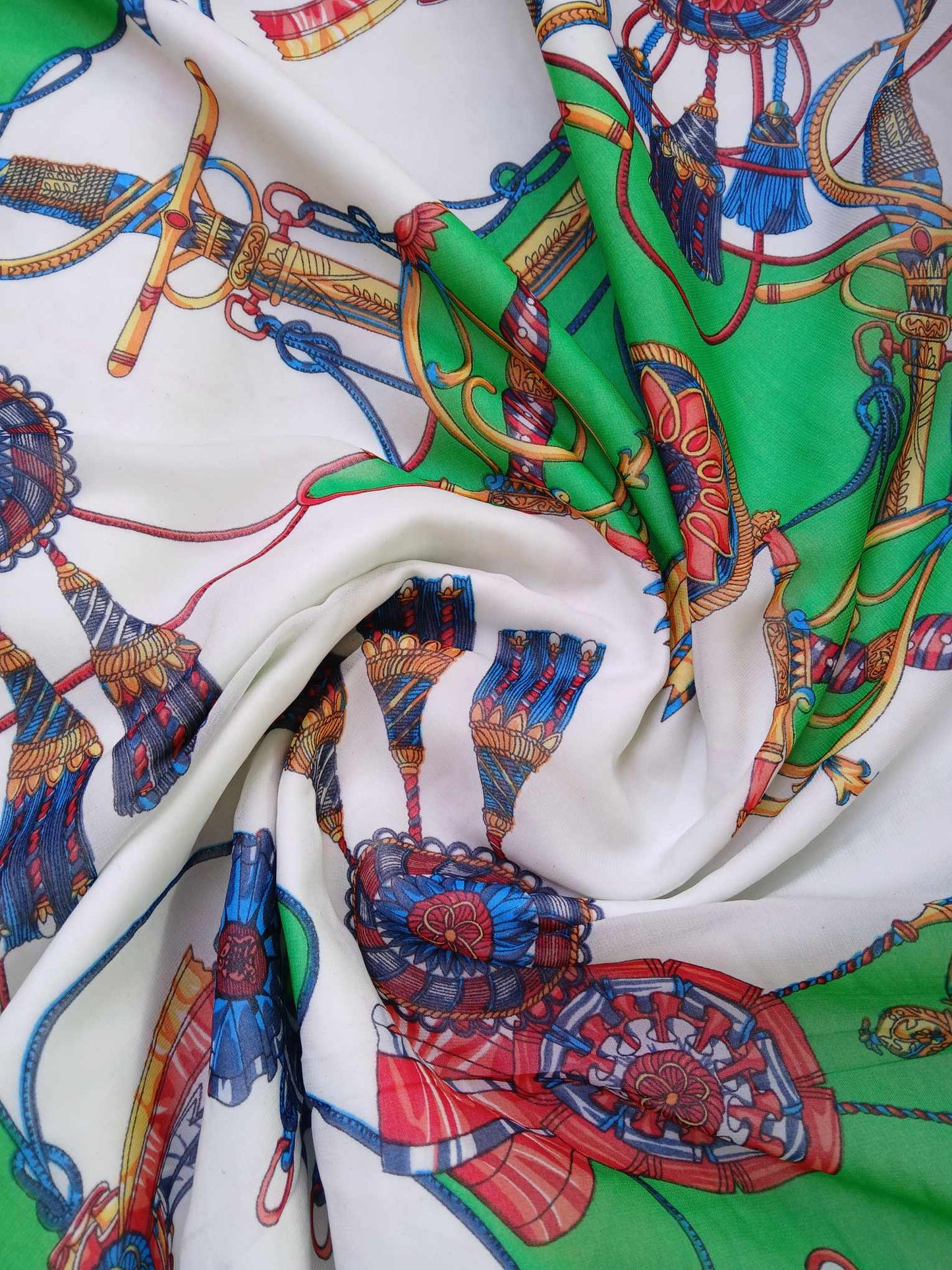 Chiffon - Green/Red/Gold/White - 57" Wide - Sold By the Metre