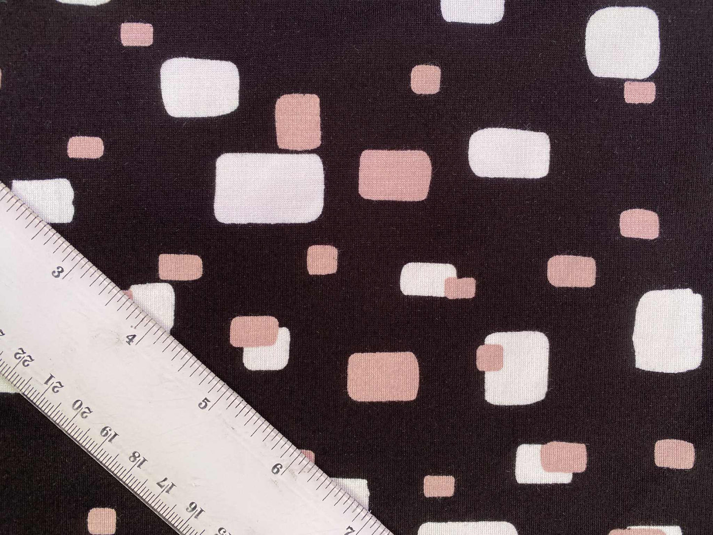 Printed Ponte - Black/Purple/White 60"Wide - Sold By The Metre