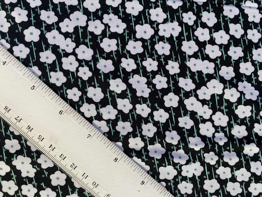 Viscose - Black/Green/White - 57"Wide - Sold By The Metre