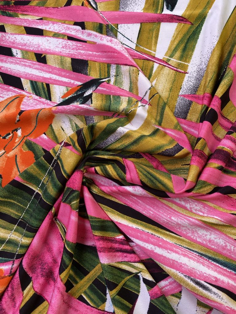 Poly Lycra - Pink/Black/Mustard/Orange - 60" Wide - Sold By The Metre