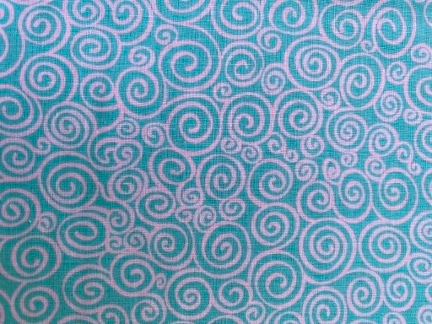 Mint and White Swirl Print 100% Cotton Fabric - 44/45" Wide - By The Metre