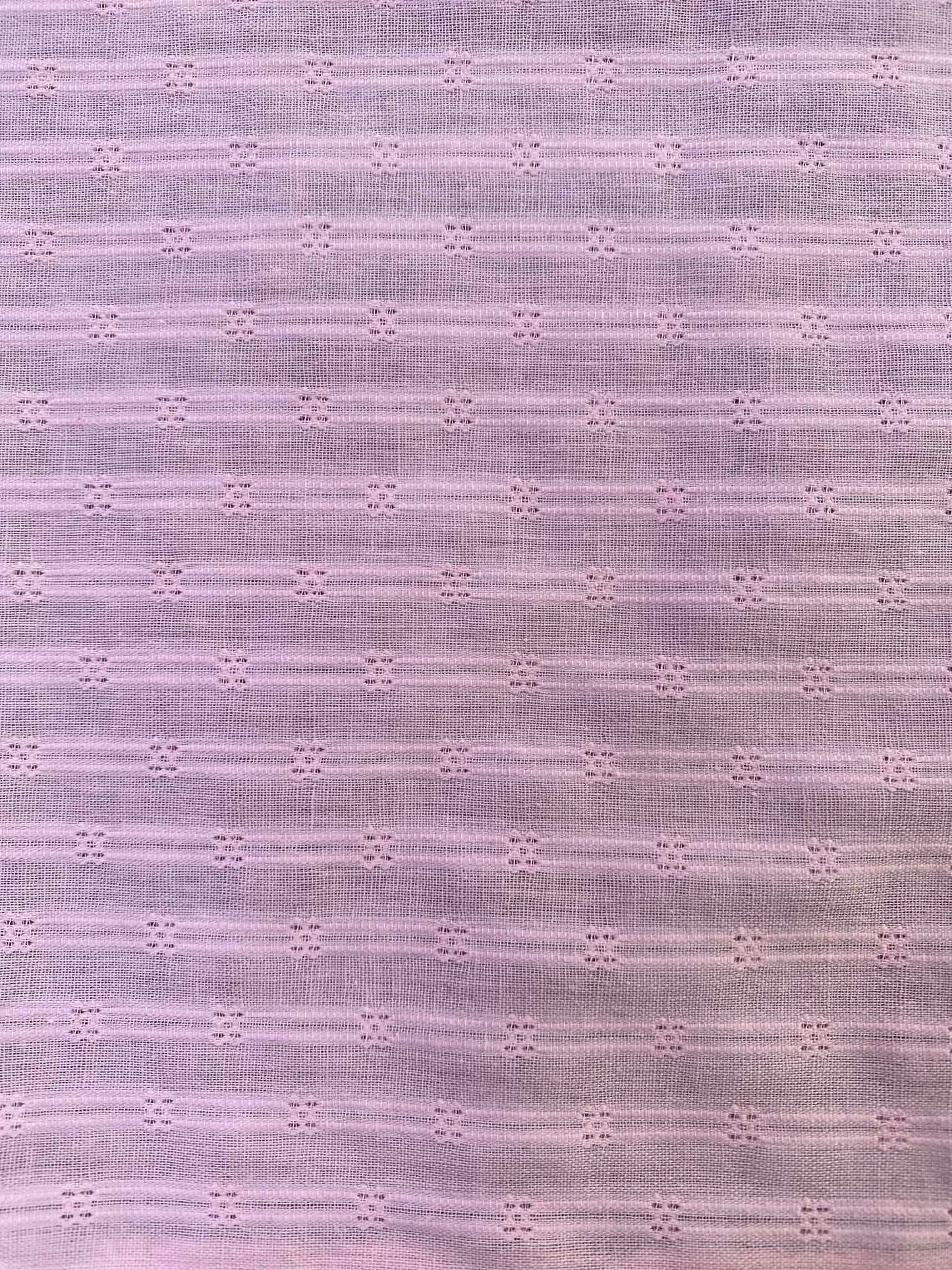 Soft Pastel Pink Dobby Stripe 100% Cotton Fabric - Lightweight Embroidered Voile - 56" Wide By The Metre