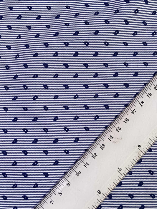 Poly Cotton - Stripe - Pink/Navy/White - 58" Wide - Sold By The Metre