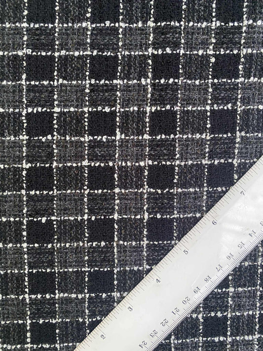 Poly Boucle - Black/Grey/White - 60"Wide - Sold By The Metre