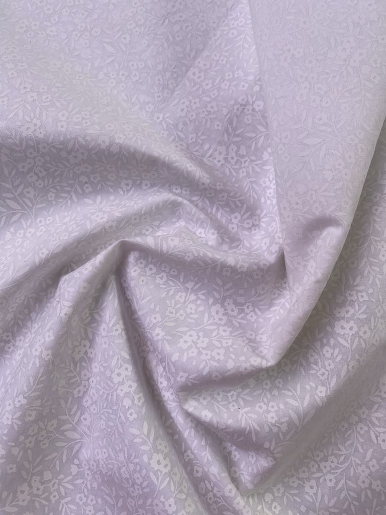 100% Cotton - Blenders - Ditsy Floral - Cream on White - 44" Wide - Sold By The Metre