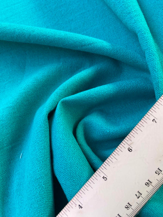 Turquoise Cotton Linen Blend Fabric – 57" (145cm) Wide – Non-Stretch