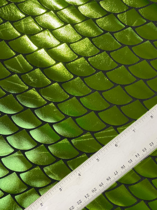 Fish Scale 92% Polyester 8% Elastane - Lime Green - 58"Wide - Sold By The Metre