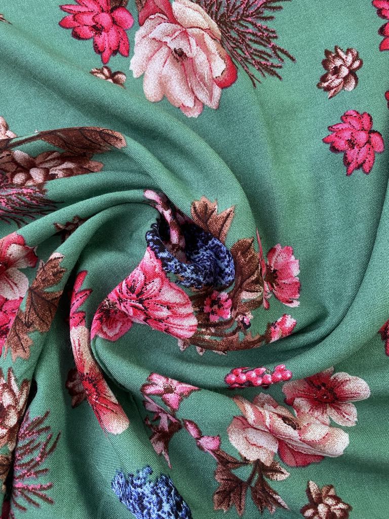 Viscose - Green/Pink/Blue/Brown - 57" Wide - Sold By The Metre