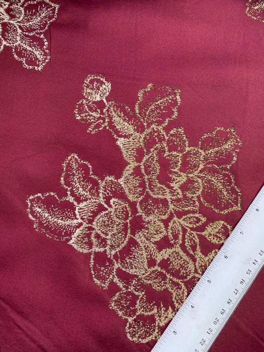 Brocade - Burgundy/Gold - 63" Wide - Sold By The Metre