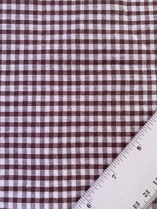100% Cotton Gingham Fabric - 36" Wide - Brown - £2.99/m
