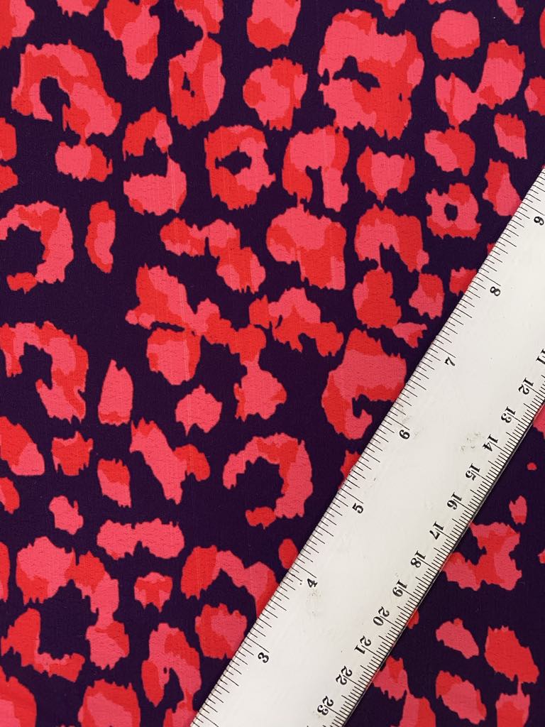 Crepe - Navy/Pink/Red - 60" Wide - Sold By The Metre