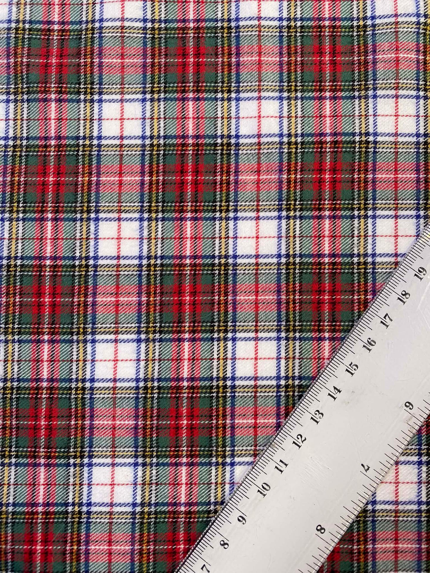 100% Cotton Tartan - Red/White/Green/Yellow/Blue - 59"Wide - Sold By The Metre