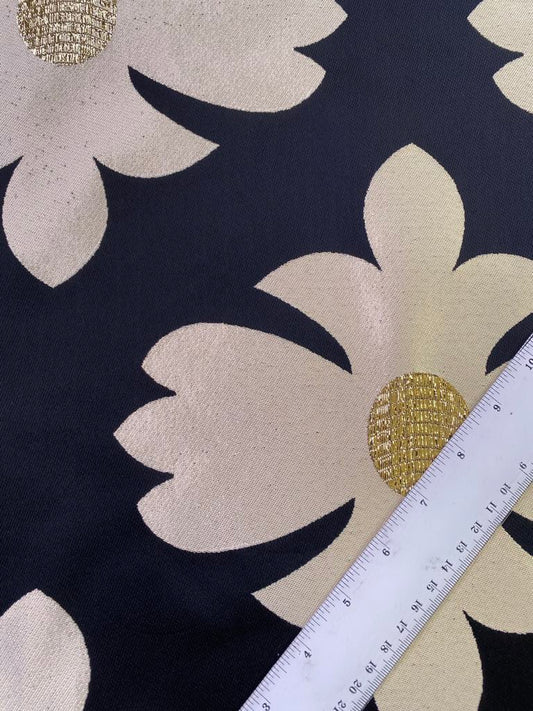 Brocade - Gold/Cream/Black - 63" Wide - Sold By The Metre
