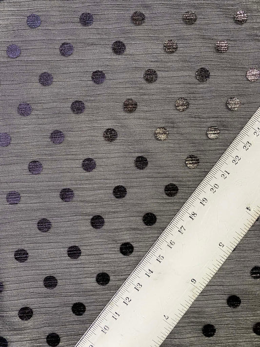 Chiffon Dobby Spot - Black - 58"Wide - Sold By The Metre