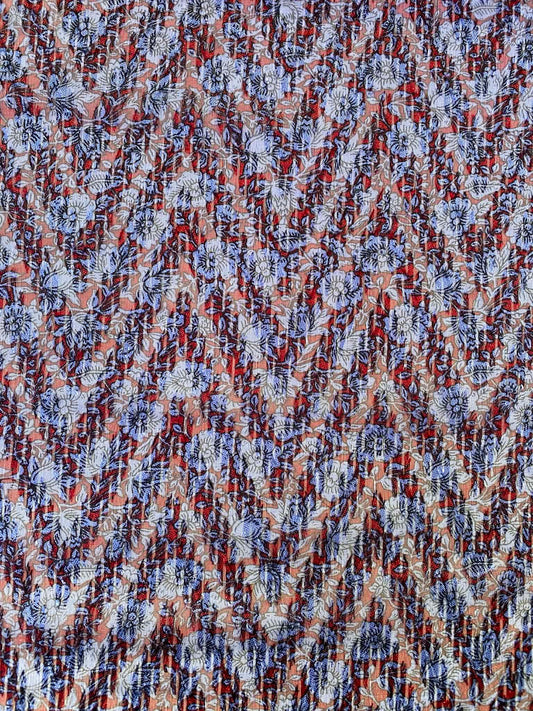 Chevron Yayoo Designer Print - Blue/Red - 58"Wide - Sold By The Metre