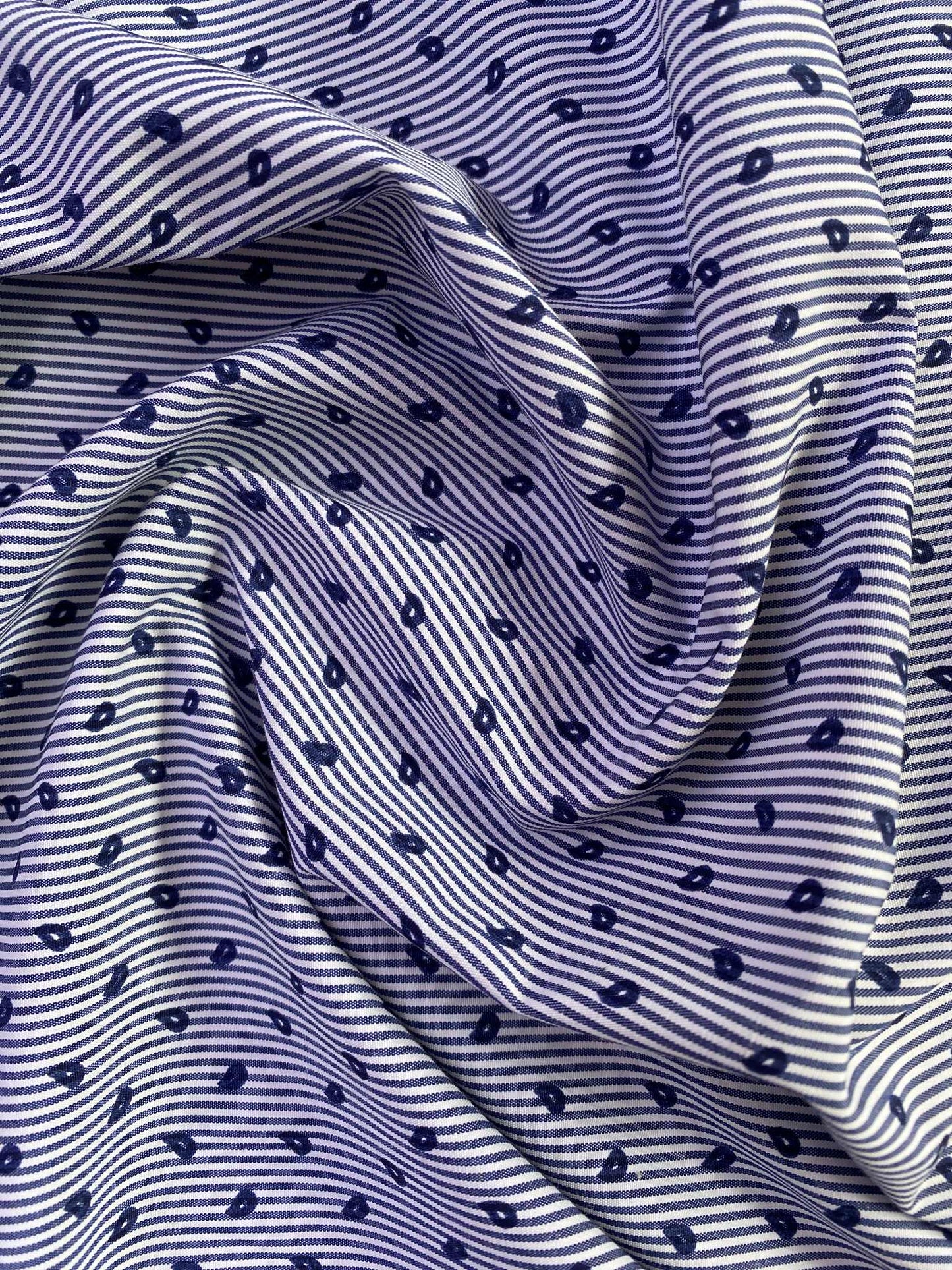Poly Cotton - Stripe - Pink/Navy/White - 58" Wide - Sold By The Metre